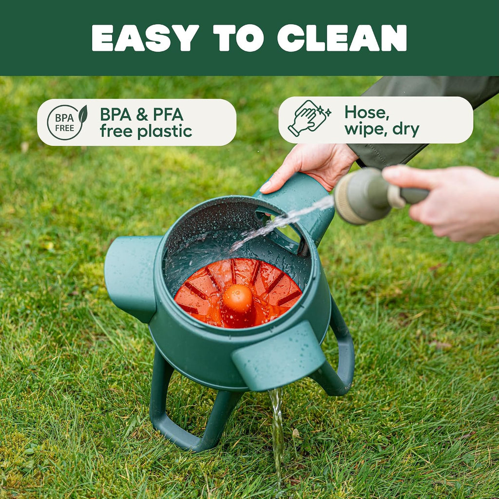 No Waste Chicken Feeder for Coop | Anti-Spill Poultry Feeder with 3 Feeding Ports | Hanging or Free Standing |