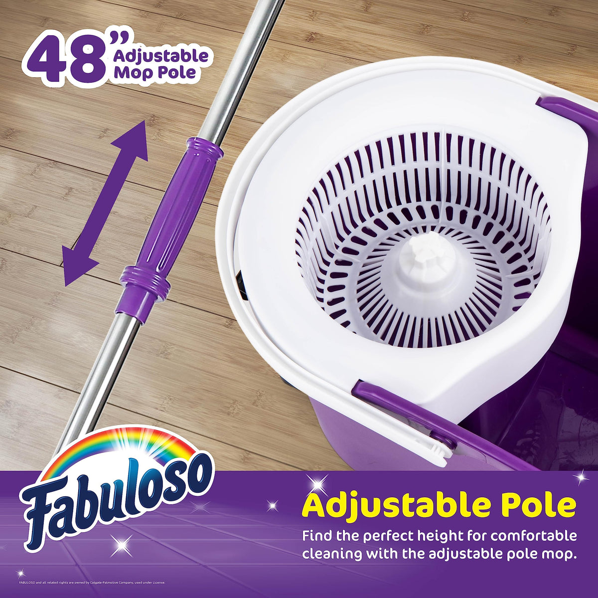 Spin Mop and Bucket Set, Adjustable Pole