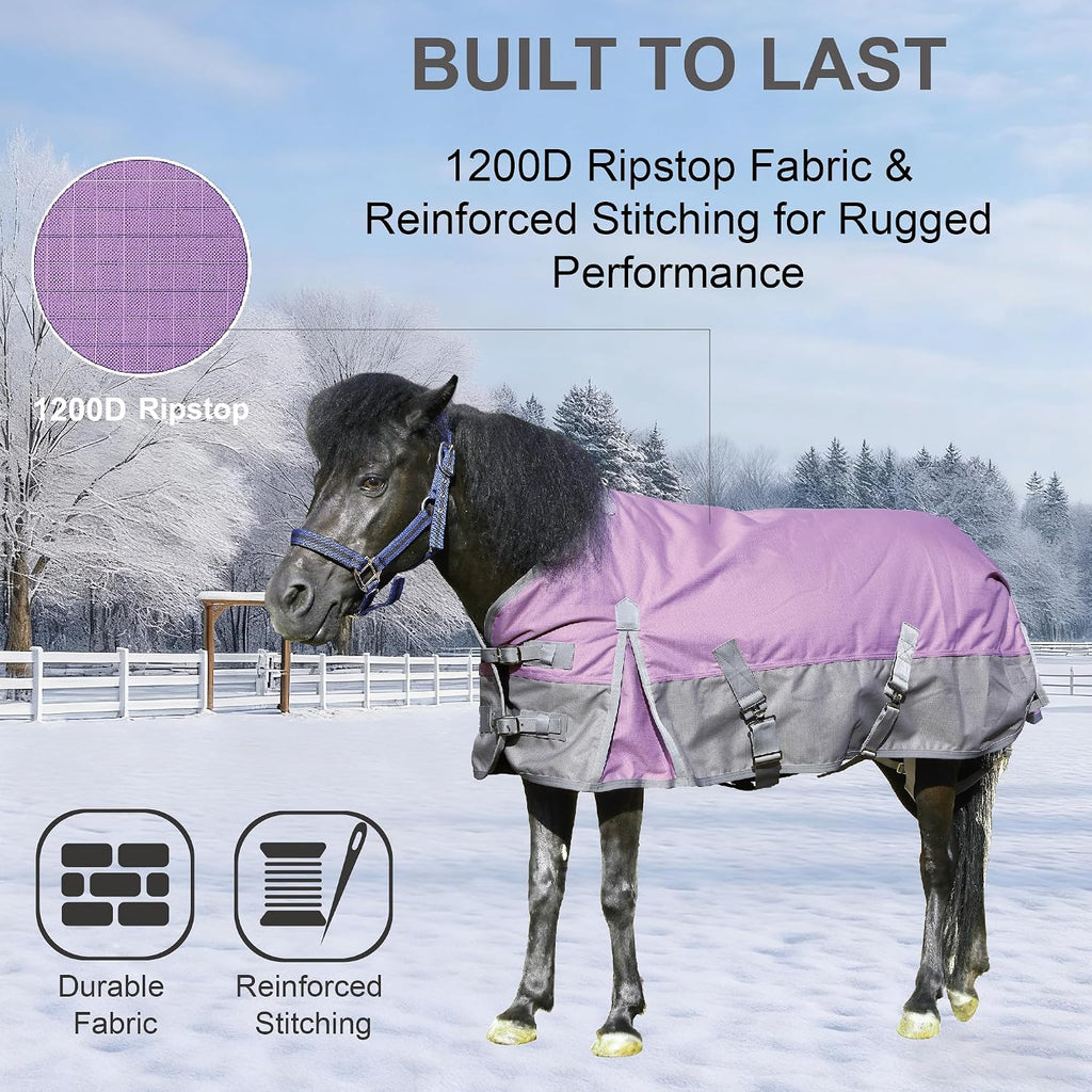 1200D Mini/Pony Horse Blanket, 200g Waterproof Winter Turnout