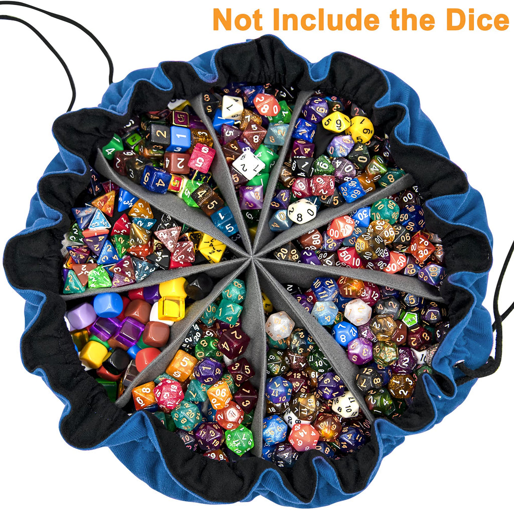 Large Dice Bag with Pockets Big Capacity Dice Bag Drawstring Pouch