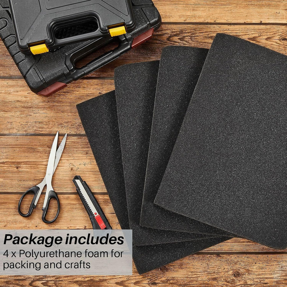 4 Pcs 16" x 12" x 0.5" Polyurethane Foam Sheet for Case Toolbox