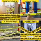 Yellow Caution Tape 3 Inch x 328 Ft High-Visibility w/Bold Black Text, Weatherproof & Durable, Ideal for