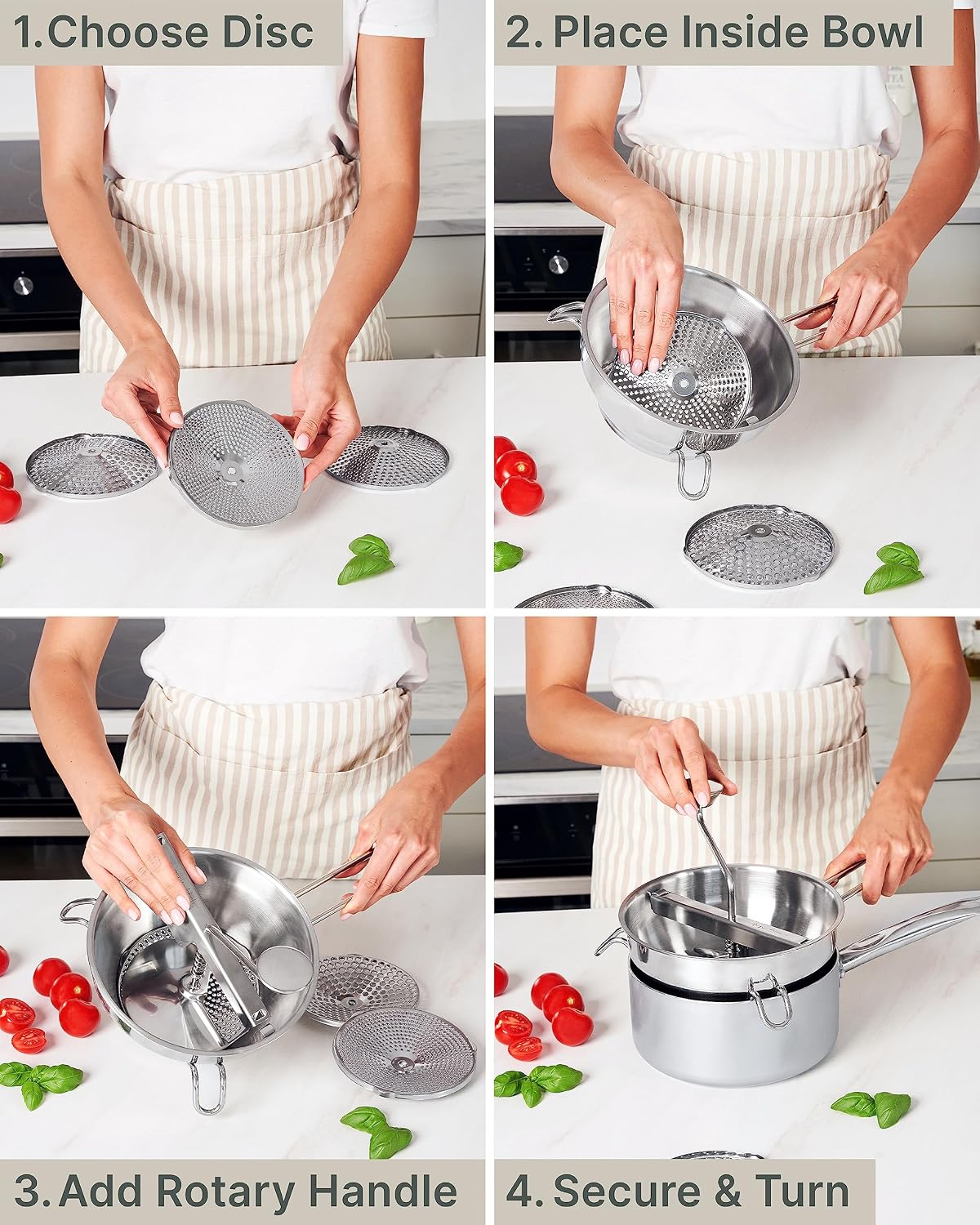 Hungry Artisan Stainless Steel Food Mill for Tomato Sauce & Canning