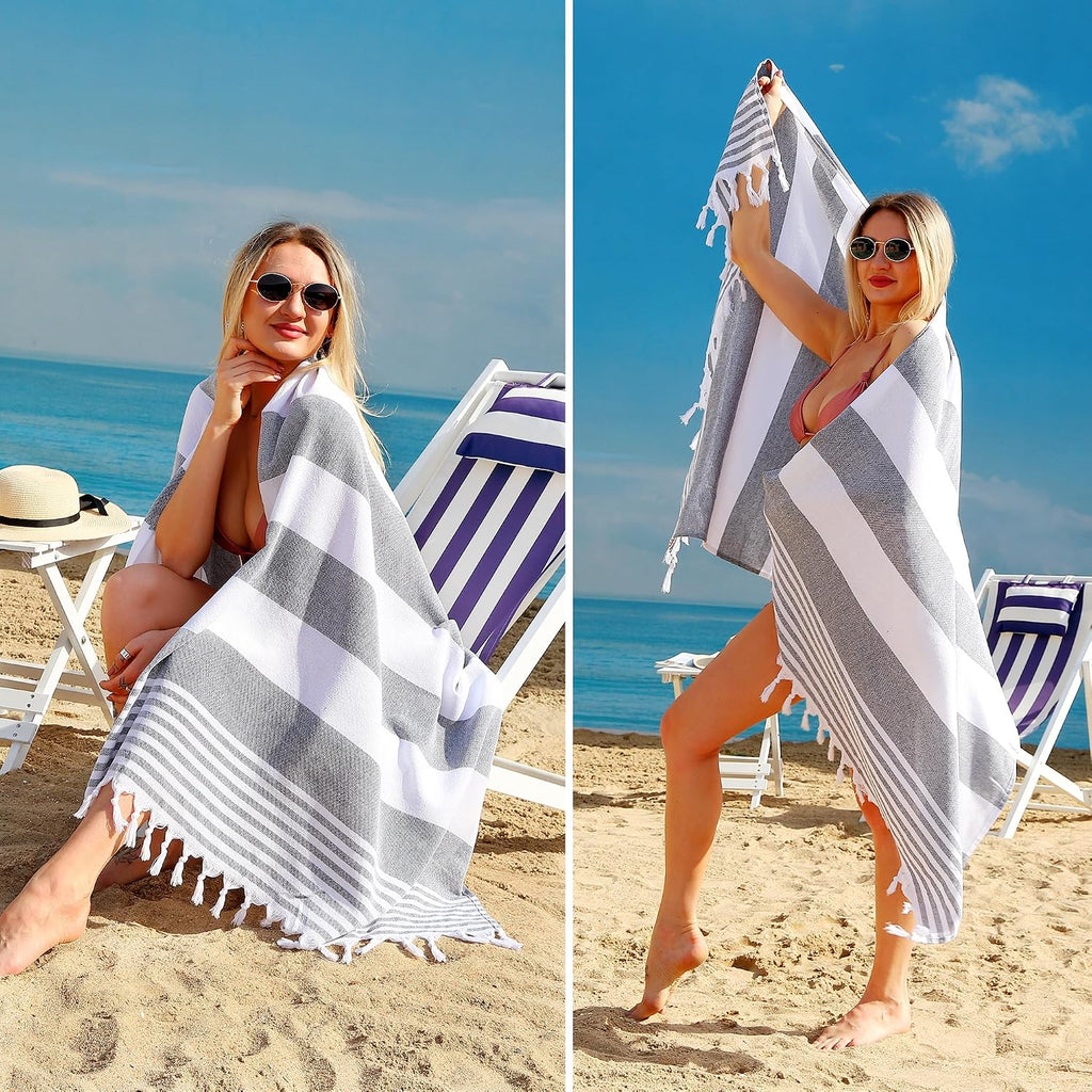 Beach Towel 2 Pack,Sand Free Beach Towels Oversized 39 x 72 | Turkish Beach Towel Quick Dry Towel,Lightweight Pool