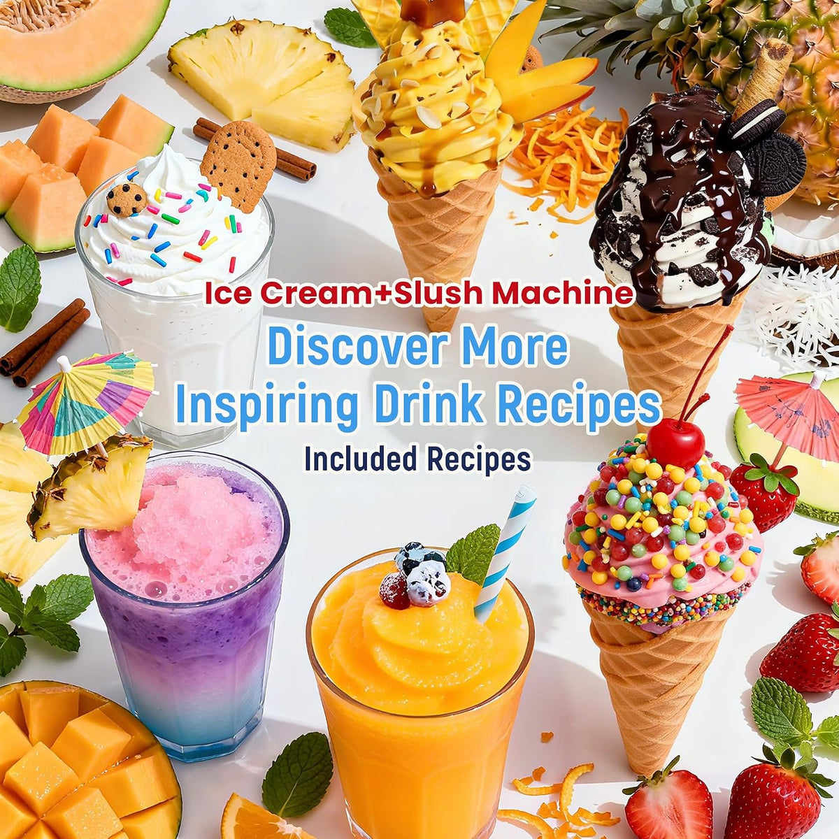 Slushie Machine, 85OZ Ice Cream Maker, Larger Slushie Machine for Home, LED Diplay | 6 Preset Programs | Auto-Clean