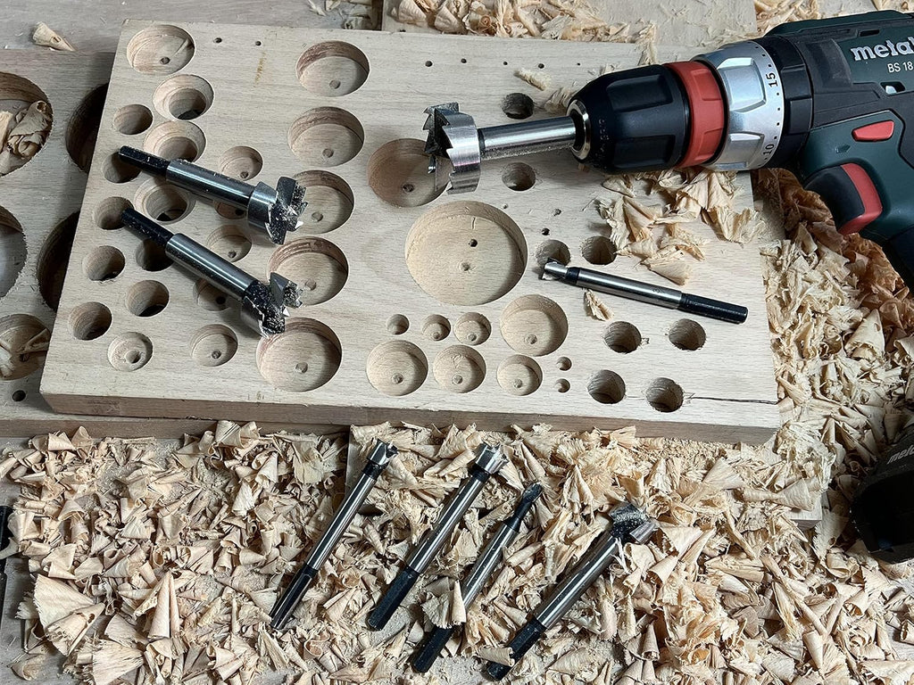 Forstner Bit Set 16Pcs Hex Shank, Wood Drill Bits Set with Multi Sided Shank
