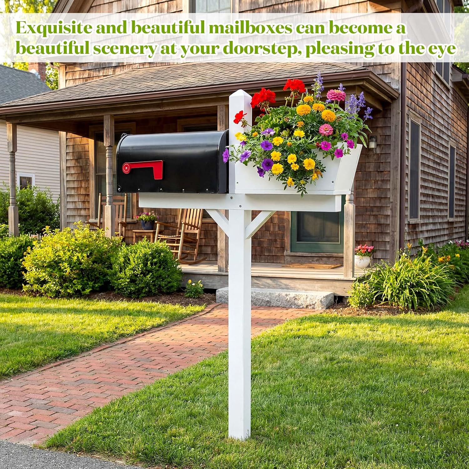 Decorative Mailbox Post Kit with Planter Box 4.5ft Mailbox Stand | Fits Standard Residential Mailboxes. Slim 2 x 2