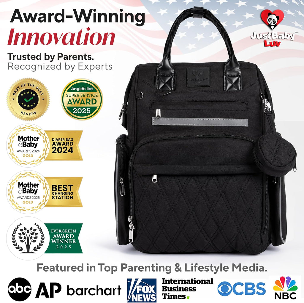 Award-Winning Baby Diaper Bag Backpack with Changing Station –Large Multifunction Waterproof Diaper Bag, Warm Bottle