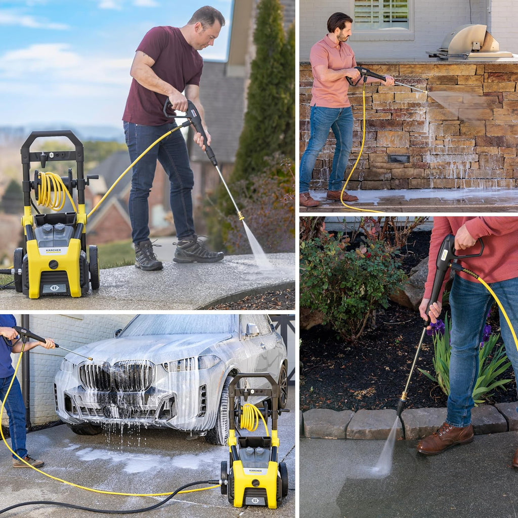 Pressure Washer K2300PS, CETA Certified, 4 Spray Nozzles, Detergent Tank, Hose Reel, for Cars, Driveways, Siding