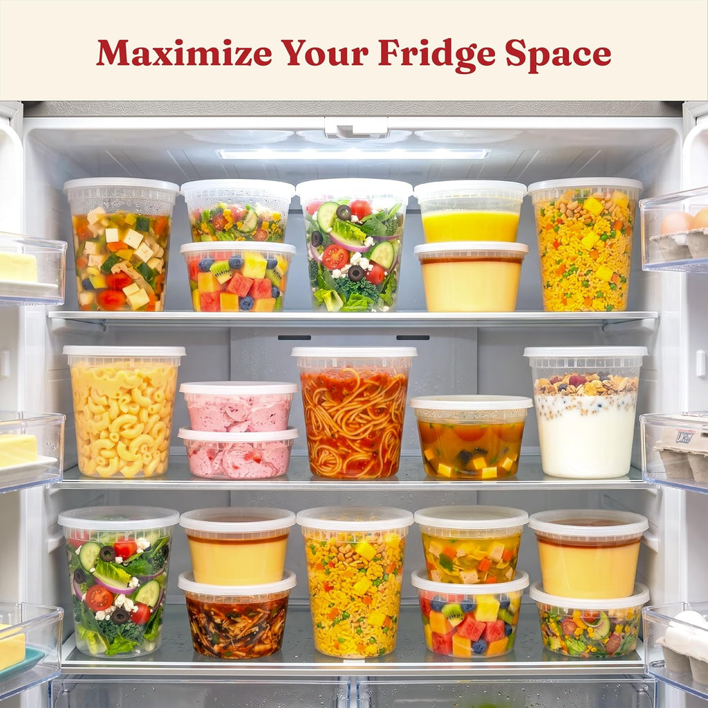 32oz Deli Containers with Lids (40 Sets/80 Pcs) Quart Plastic Containers with lids, BPA-Free Microwave Freezer Safe