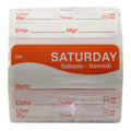 IT110053-6-SAT Day of the Week 2" x 2" Dissolvable Label, Saturday, Item/Date/Use By, (Roll of 250)