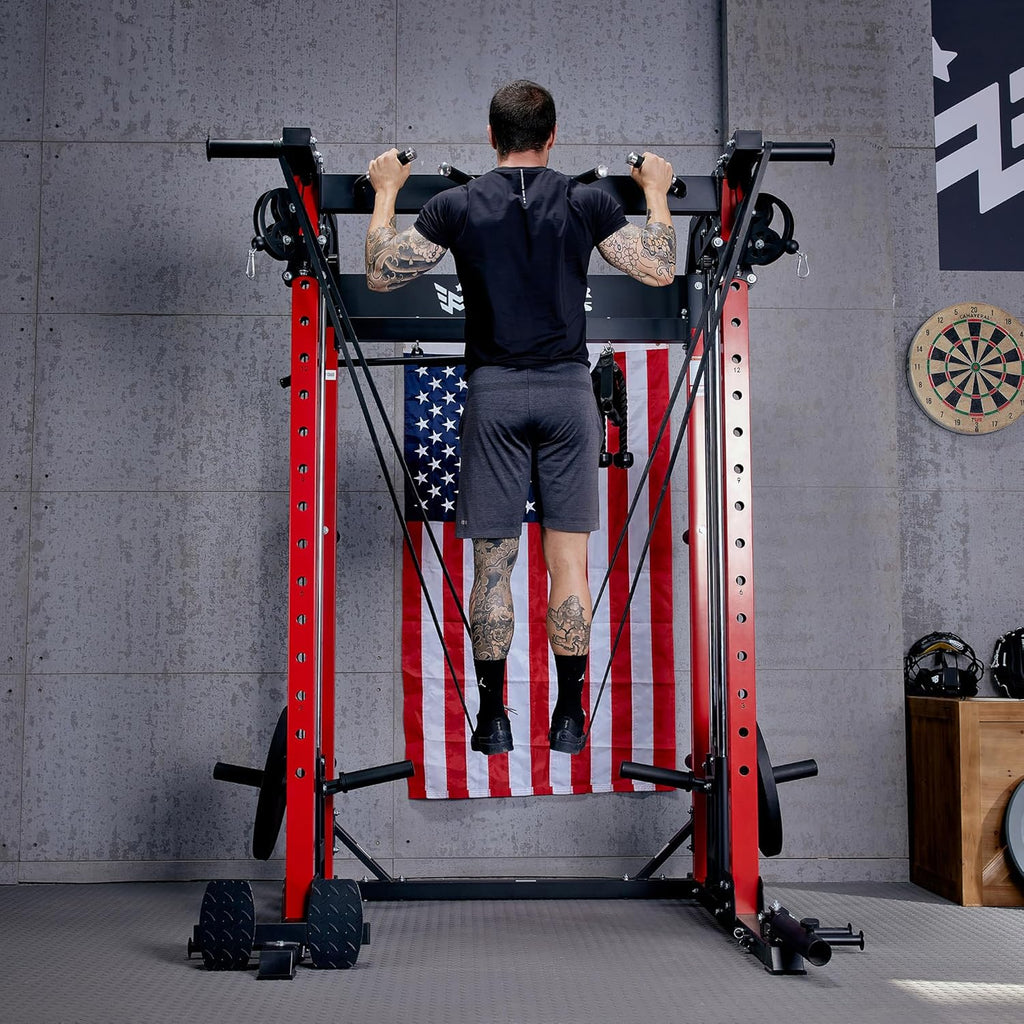F22 Power Rack, 1600lbs All-in-One Squat Rack with Dual Pulley System, Heavy-Duty Steel Frame, Attachments & Storage