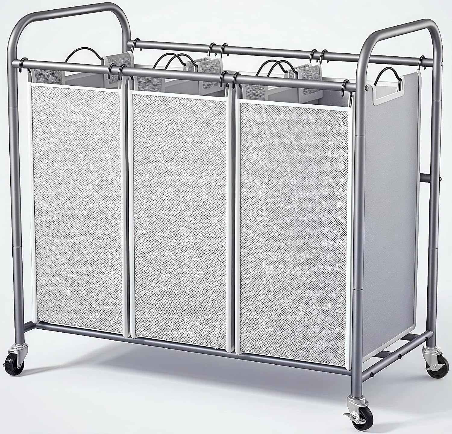 Laundry Sorter Hamper 3 Section, Divided Laundry Basket Organizer | Rolling Clothes Hamper with Heavy Duty Lockable