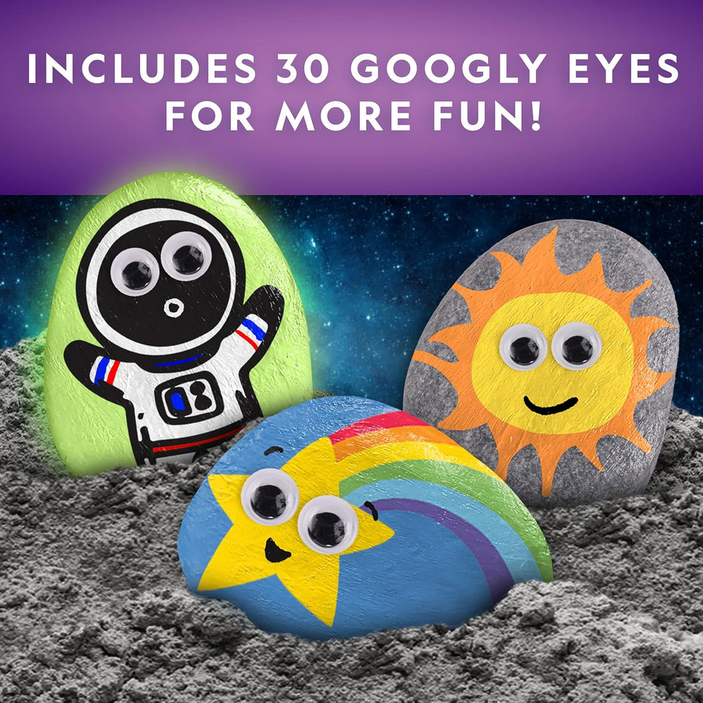 National Geographic Glow-in-the-Dark Rock Painting Craft Kit for Kids | 15 River Rocks, 15 Paint Colors, Glow Paints