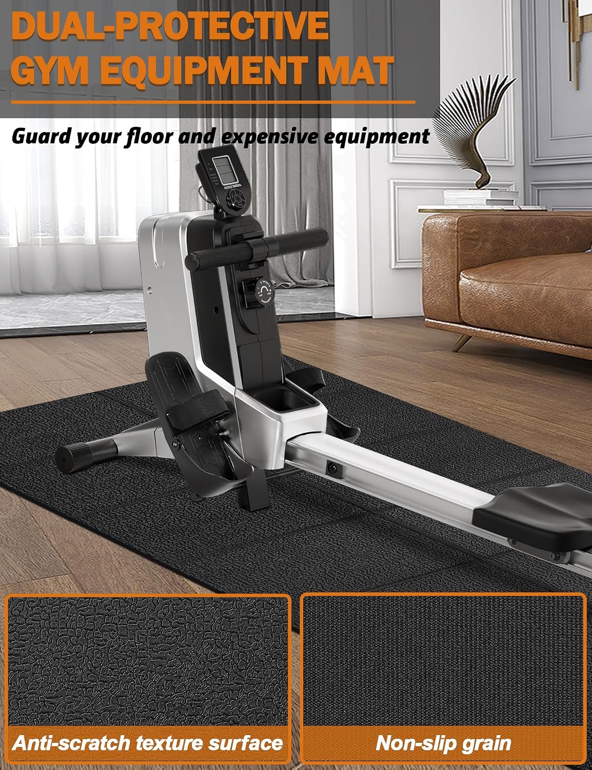 Treadmill Mat 68"x24", WERCHO Foldable Walking Pad Mat for Carpet Hardwood Floors 4mm Heavy-Duty Exercise Equipment