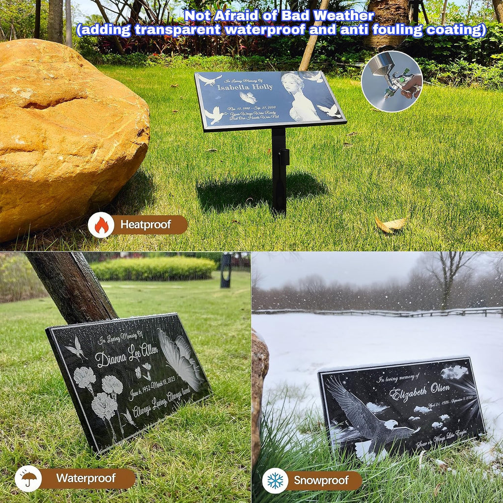 Memorial Stones Personalized, Grave Markers, Memorial Plaque Outdoors, Headstones for Graves, Granite Grave Stone