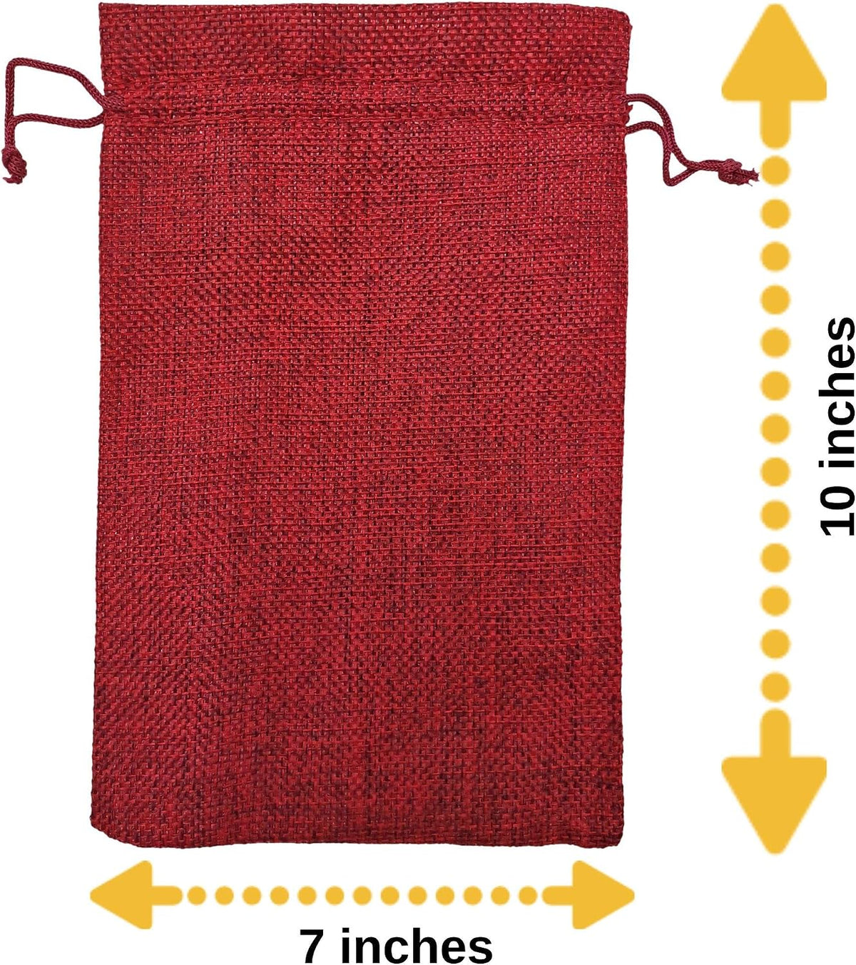 50 Red Burlap Gift Bags With Drawstring, 7x10 Inch Pack