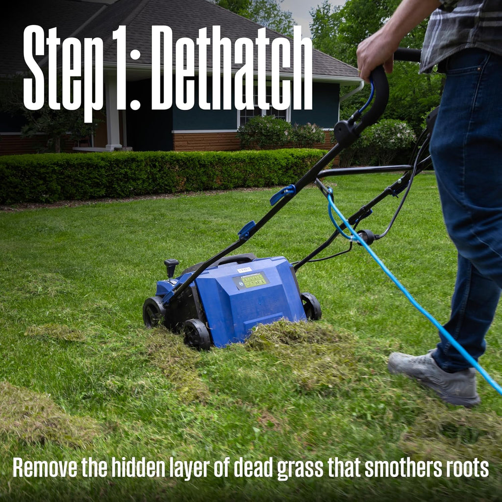 16" 15-Amp 2-in-1 Electric Dethatcher and Scarifier with Collection Bag