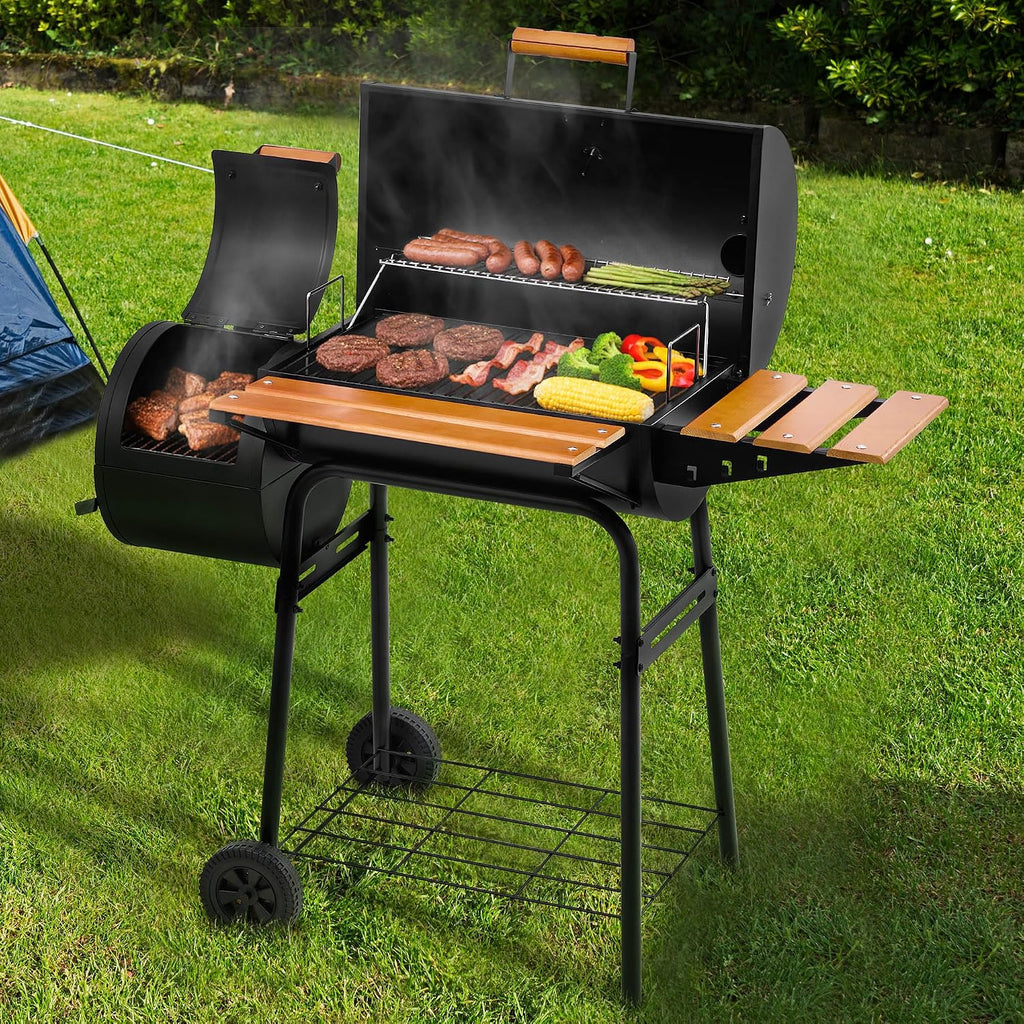 CC1624W Barrel Charcoal Grill with Offset Smoker, 552 Sq. In.