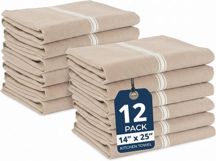 Kitchen Towels Set - 100% Pure Cotton Dish Towels for Kitchen, Super Absorbent Kitchen Hand Towel, Tea Towels, Soft &