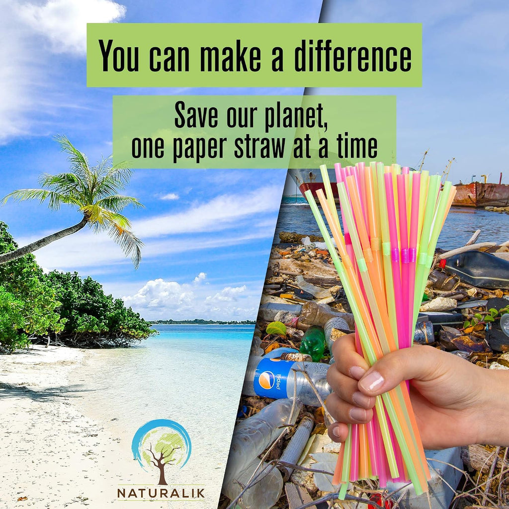 300-Pack Multi-Color Extra Durable Paper Straws - Biodegradable Premium Paper Straws for Juices, Restaurants and