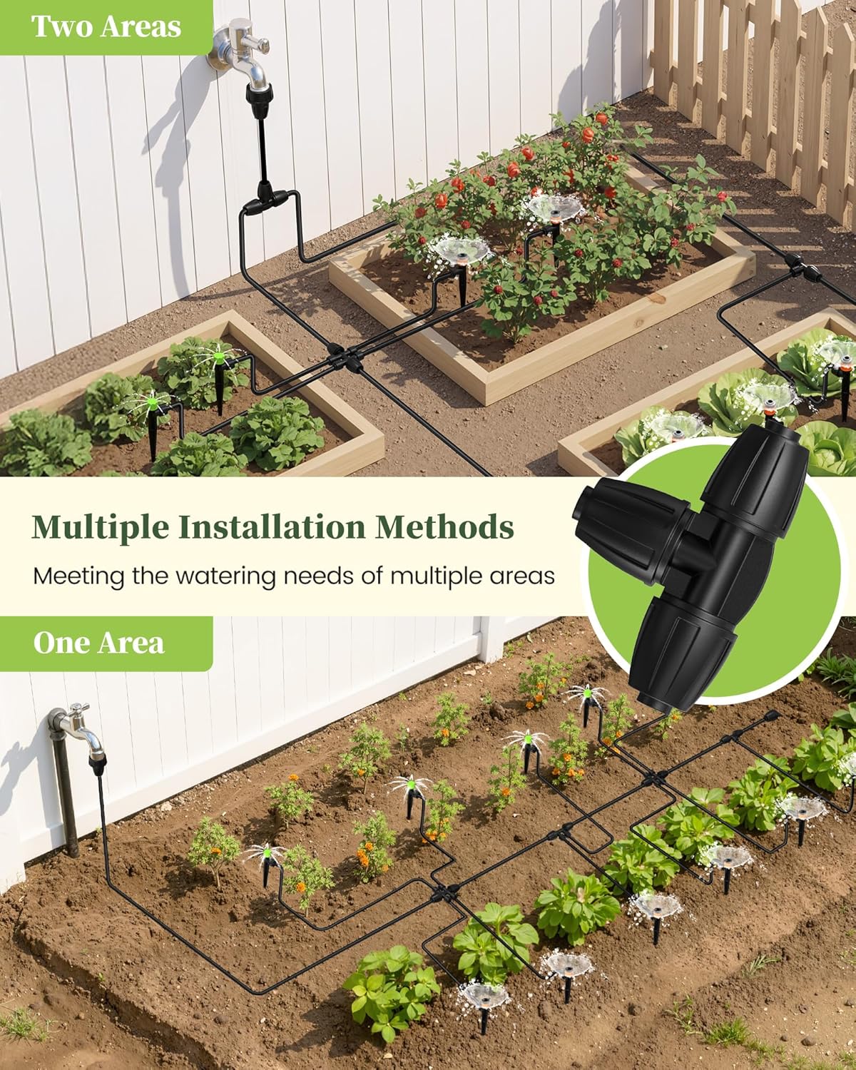 Drip Irrigation System, Quick-Connect Garden Watering System Kit with Adjustable Emitters for Greenhouse, Garden