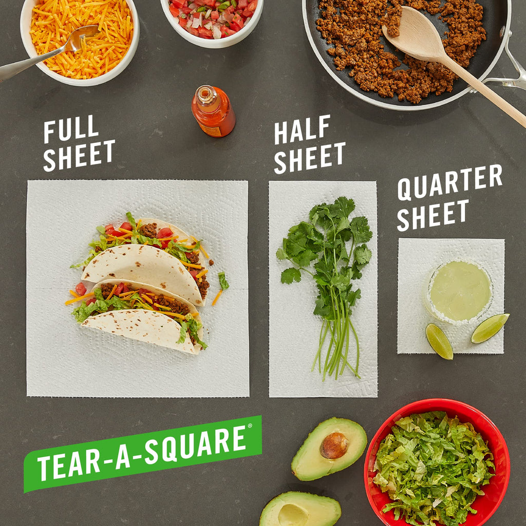 Tear-A-Square Paper Towels, 4 Double Rolls = 8 Regular Rolls