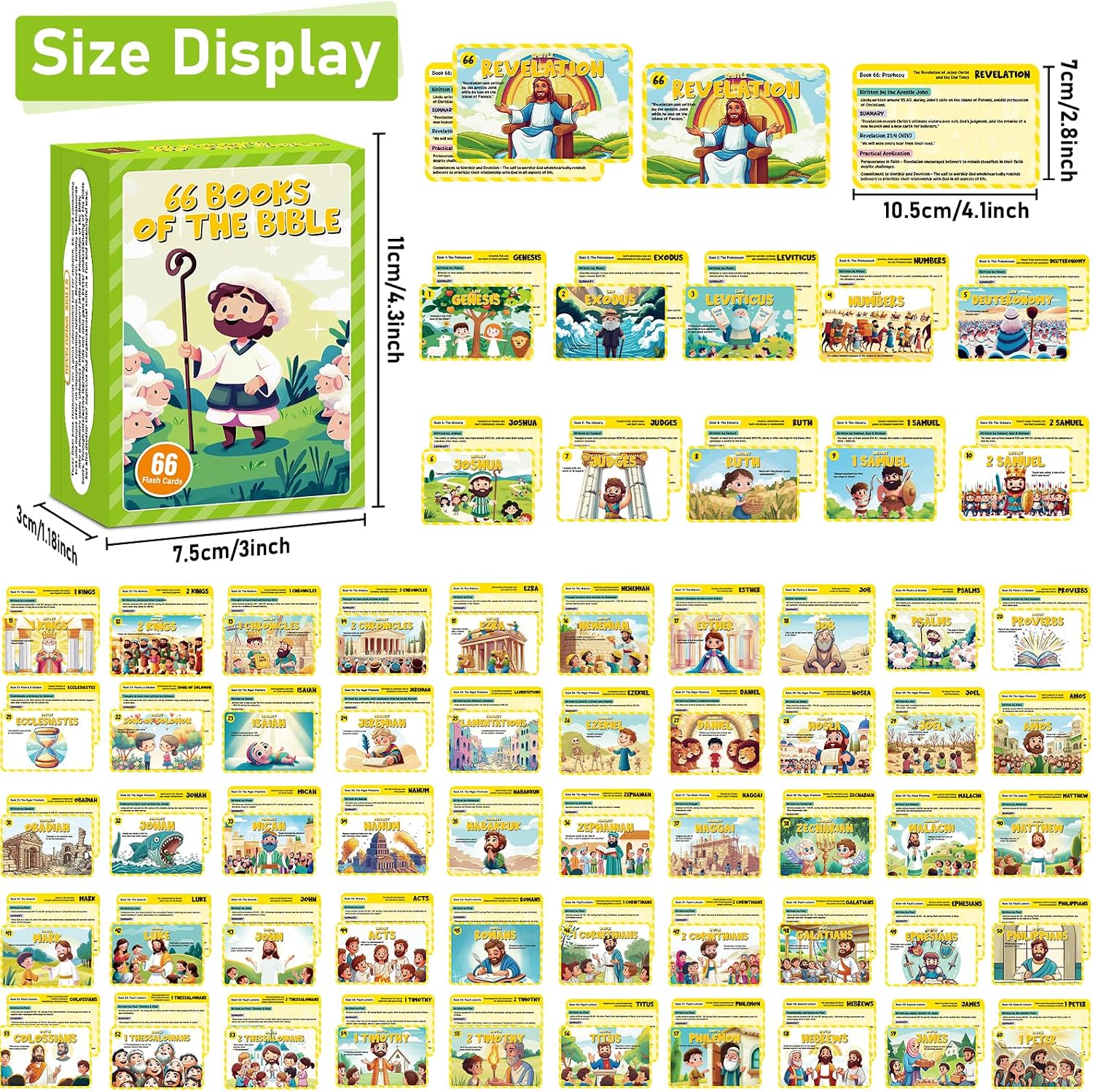 66 Books of The Bible Flash Cards Memory Verse Flashcards with Summary Figures Practical Application Christian