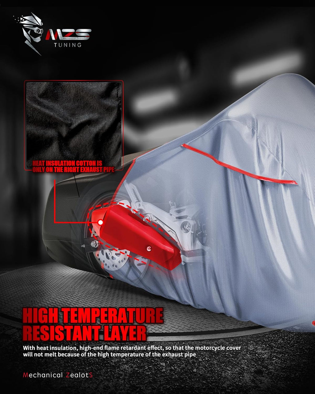 Motorcycle Cover Waterproof Outdoor, Heavy Duty All Season Weather Sun Protection with Storage Bag Vents Night
