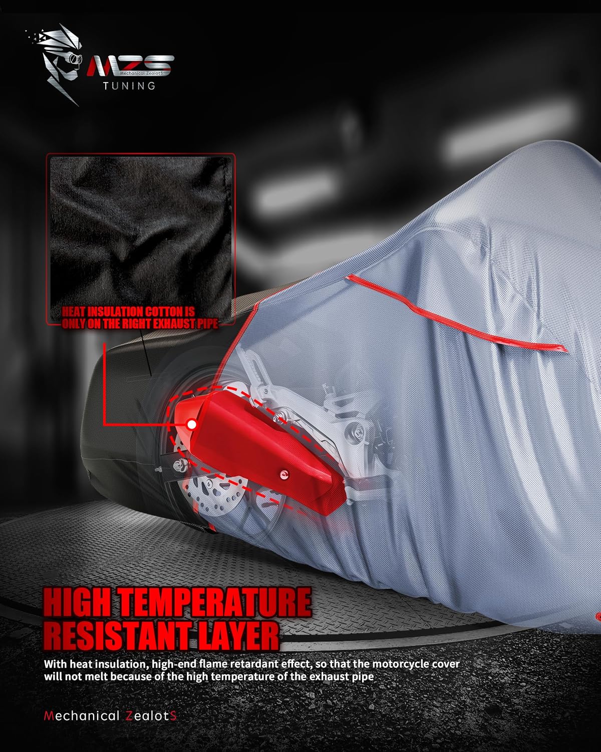 Motorcycle Cover Waterproof Outdoor, Heavy Duty All Season Weather Sun Protection with Storage Bag Vents Night