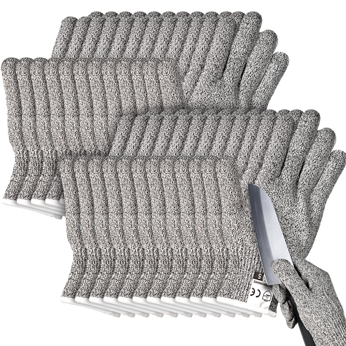 12 Pairs Cut Resistant Gloves Level 5 Protection Safety Work,M