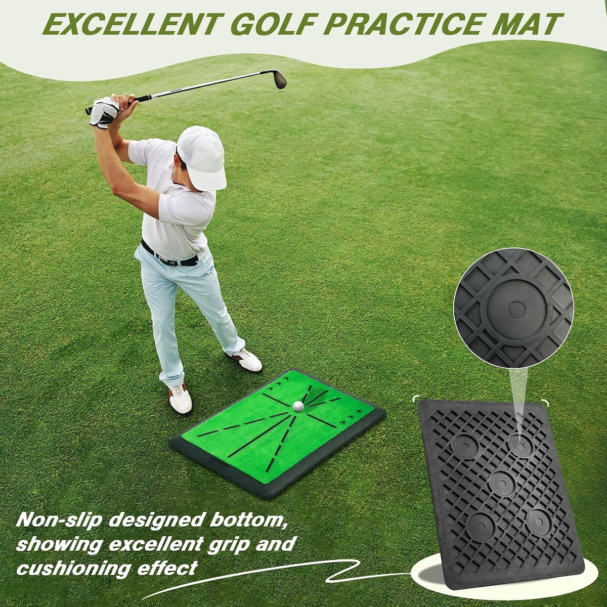 Golf Net, 10x7FT Golf Practice Net with Swing Mat, Golf Hitting Net for Backyard Driving, Indoor/Outdoor Training