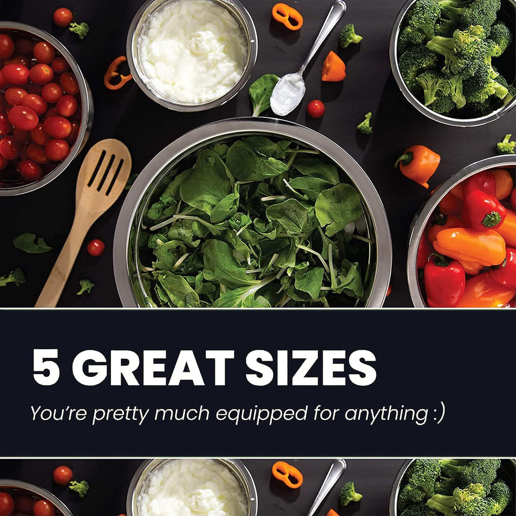 Meal Prep Stainless Steel Mixing Bowl (5-Piece Set) Home, Refrigerator, and Kitchen Food Storage Organizers |