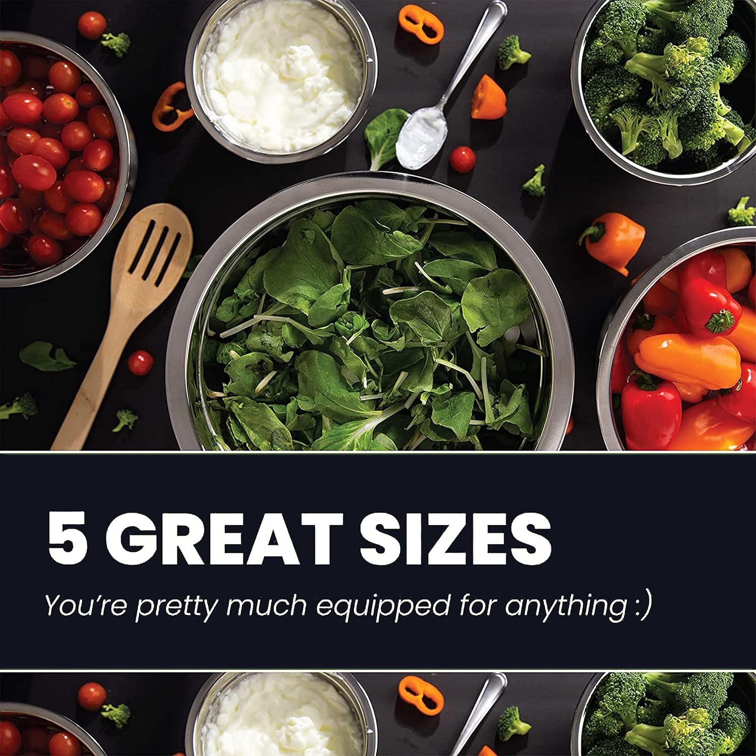 Meal Prep Stainless Steel Mixing Bowl (5-Piece Set) Home, Refrigerator, and Kitchen Food Storage Organizers |