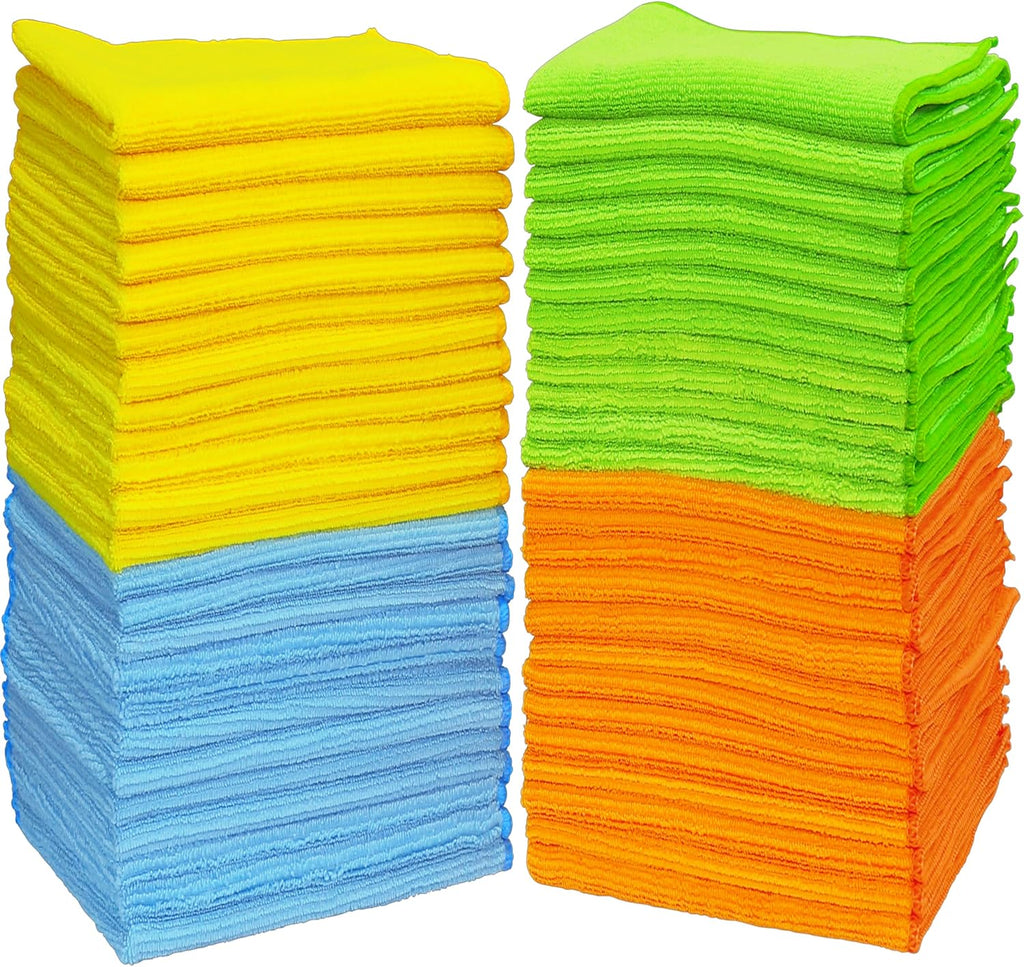 Microfiber Cleaning Cloth 50 Pack, 12" x 16", 4 Colors