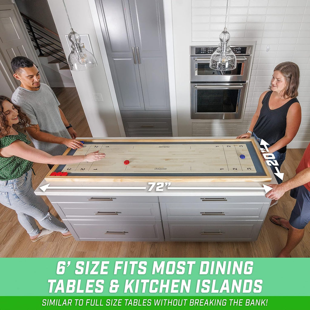 6 ft Tabletop Shuffleboard and Curling 2 in 1 Game with 8 Pucks and Tote Bag