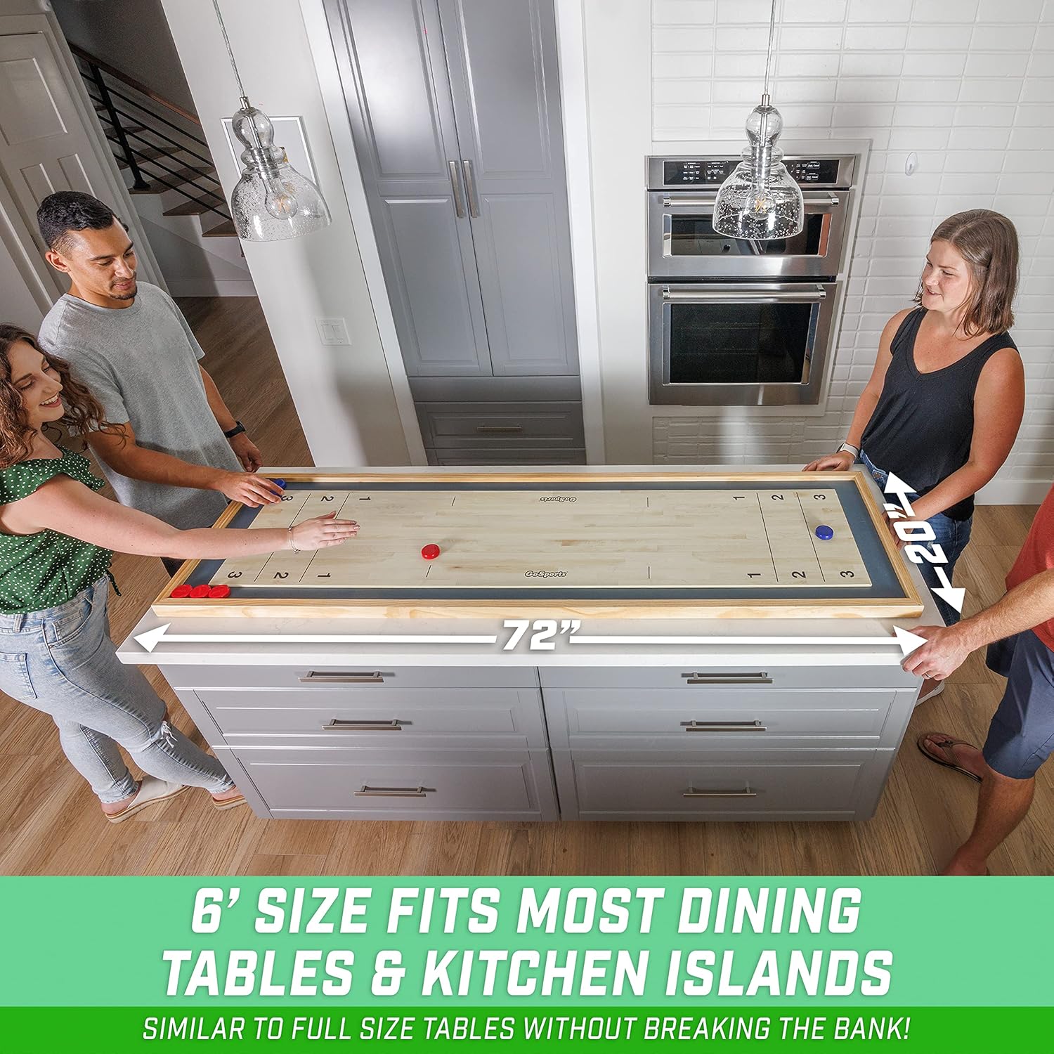 6 ft Tabletop Shuffleboard and Curling 2 in 1 Game with 8 Pucks and Tote Bag