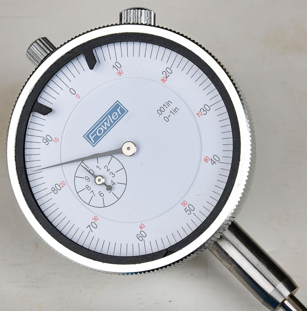 Fowler 52-520-485-0 Dial Indicator with Magnetic Back, 1" Travel, White Dial