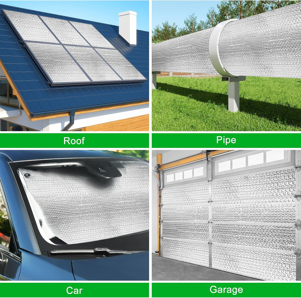 16P Garage Door Insulation Kit Panels 6MM 16x8FT for Double Garage Door, Pre-Cut Bubble Reflective Aluminum Foil