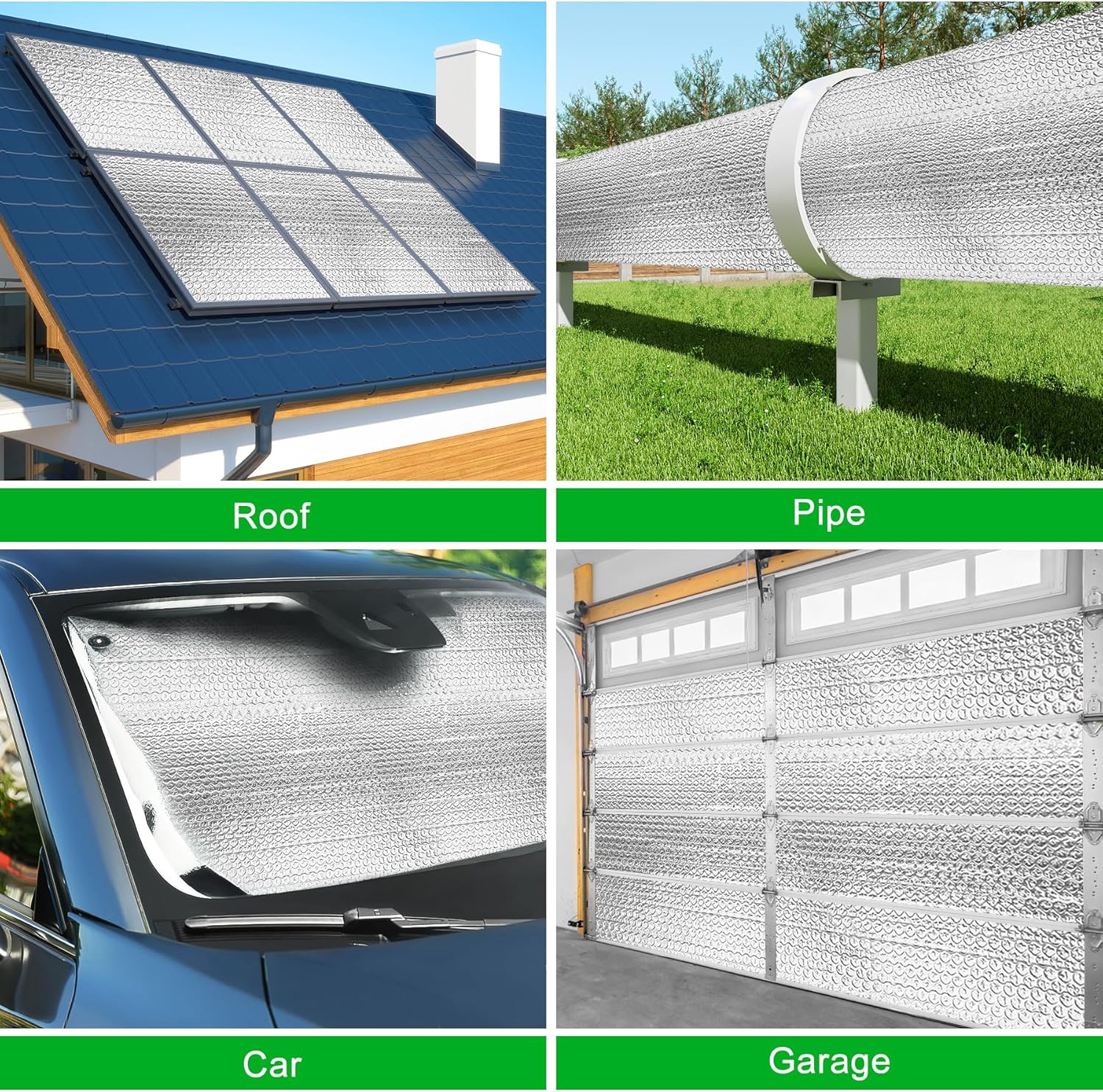 16P Garage Door Insulation Kit Panels 6MM 16x8FT for Double Garage Door, Pre-Cut Bubble Reflective Aluminum Foil