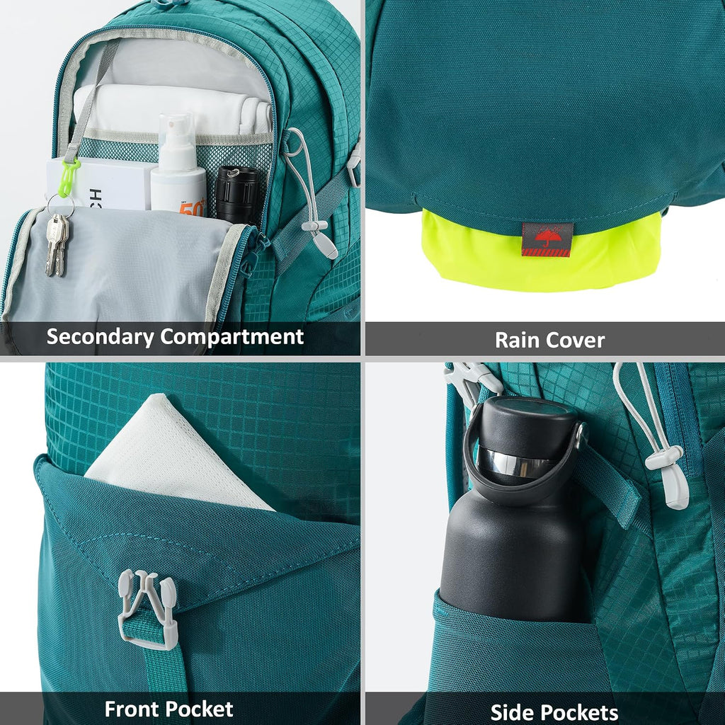 20L Small Hiking Backpack with Rain Cover | Internal Frame, Ventilated Back Panel, Water-Resistant, Short-Distance
