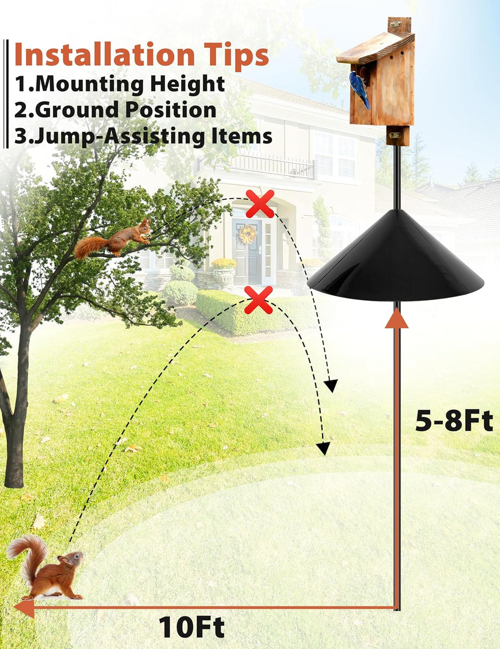 Squirrel Baffle,19-Inch Squirrel Baffle for Bird Feeder Pole,Squirrel-Proofs for Outdoor Shepherd's Hooks，Outside