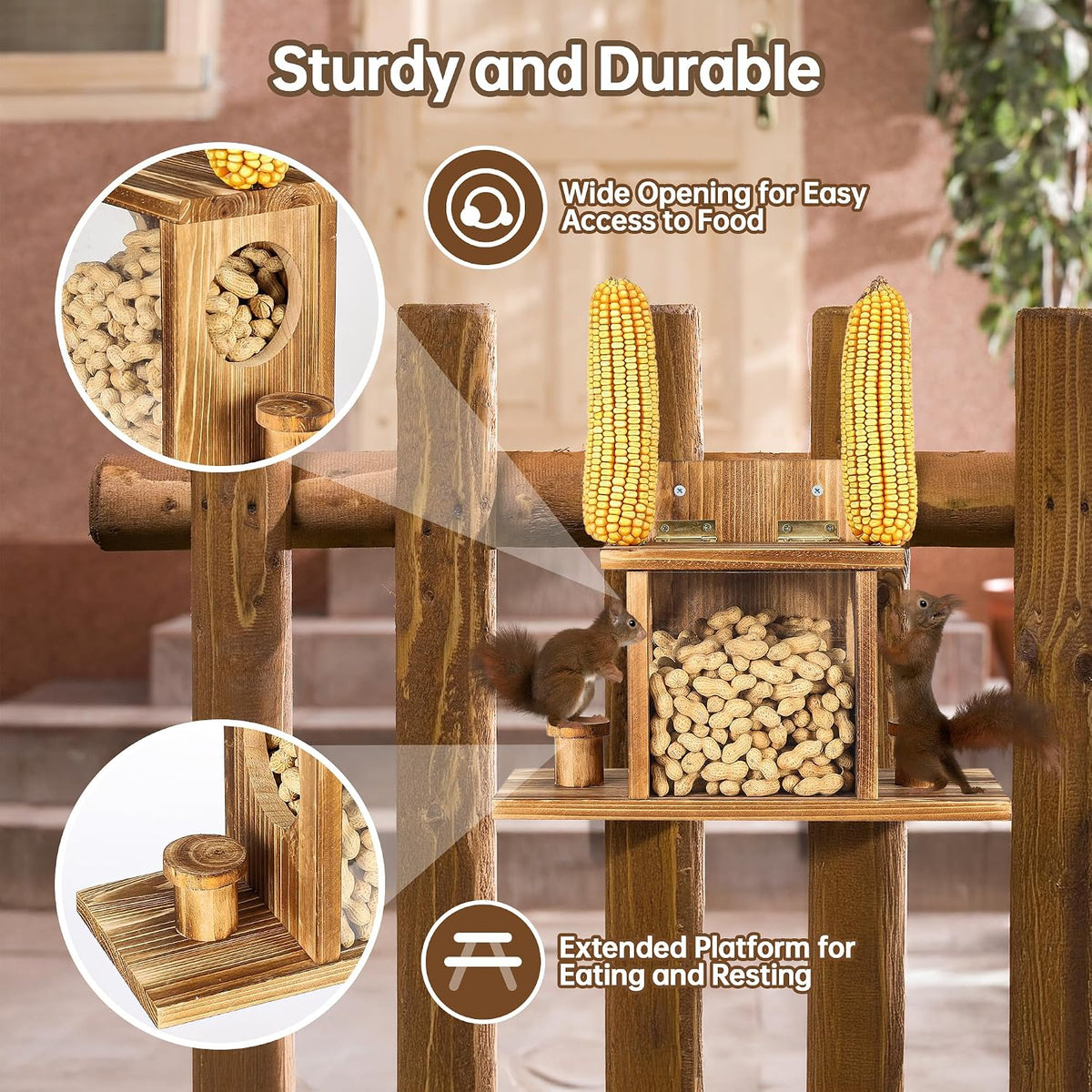 Carbonized Squirrel Feeders for Outside, Funny Chipmunk Feeder