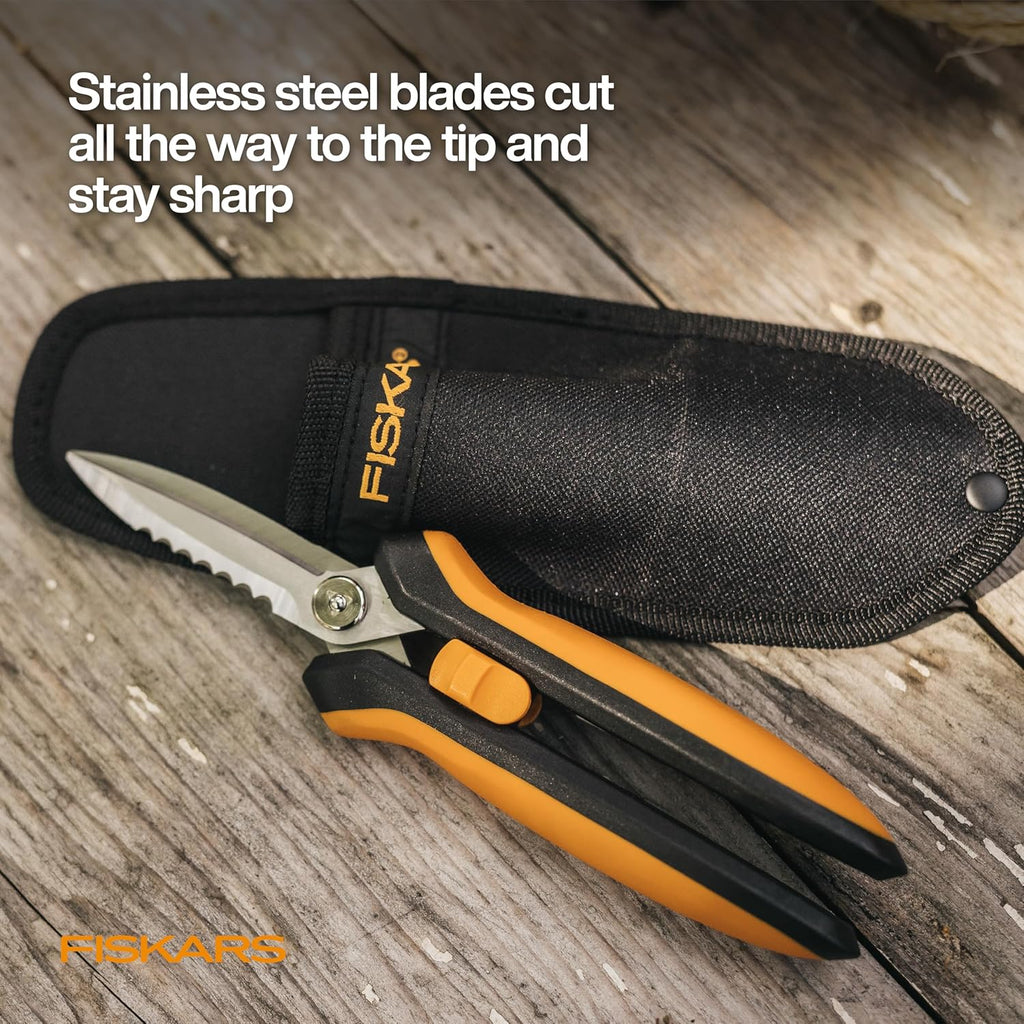 Pruning Shears for Gardening, Multipurpose 8" Garden Shears with Sheath and SoftGrip Handle, Great for cutting