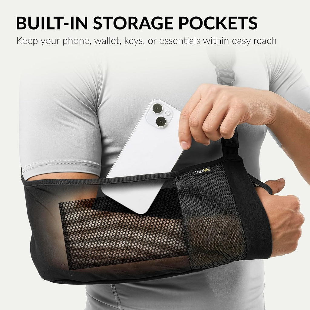 Arm Sling with Padded Strap & Storage Pocket, One Size