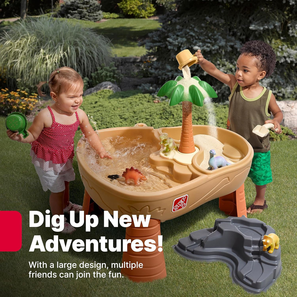 Step2 Dino Dig Sand and WaterTable, Kids Activity Sensory Playset, Summer Outdoor Toys, 7 Piece Water Toy