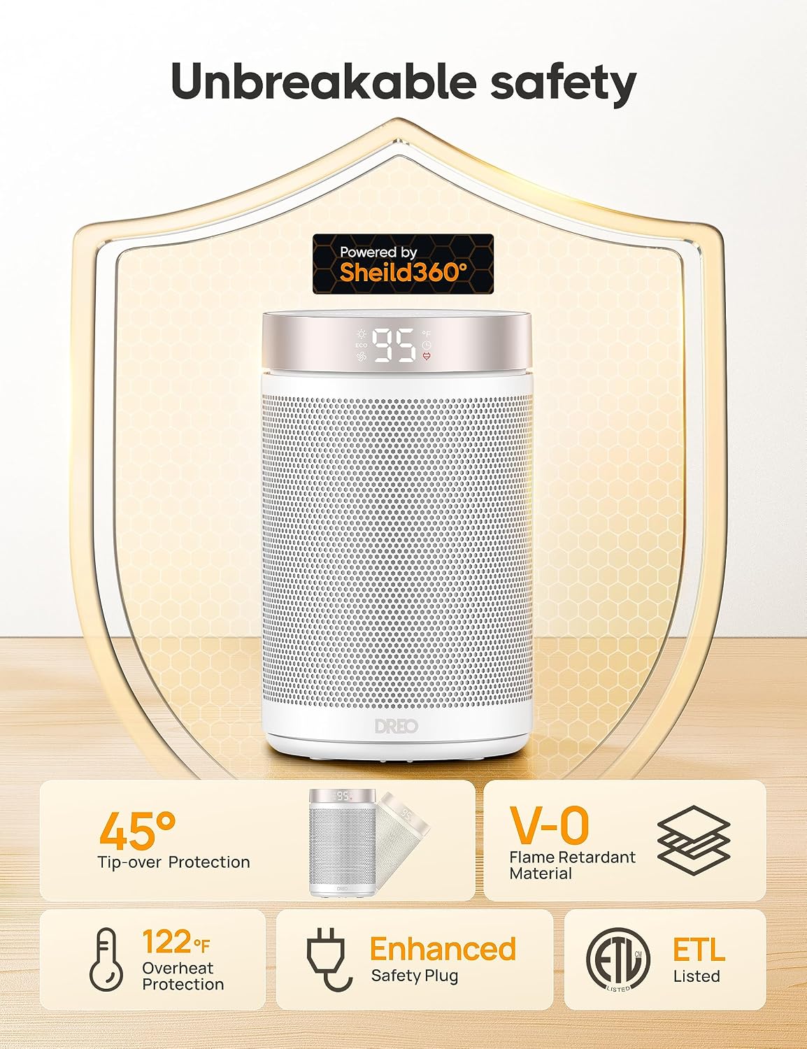 Space Heater, Portable Electric Heaters for Indoor Use with Remote | Adjustable Thermostat, 12H Timer, 5 Mode, 1500W