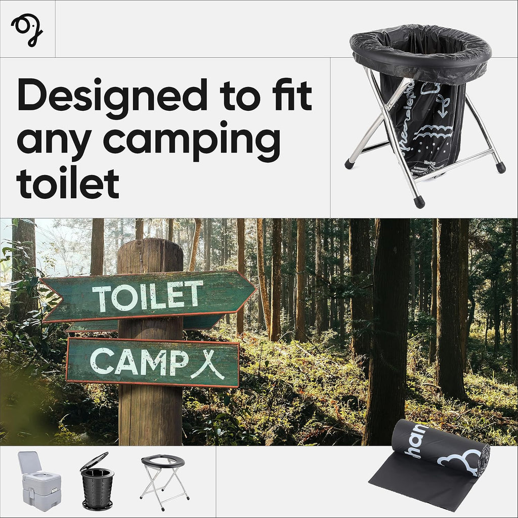 Portable Waste Bags – Camping Potty Liners, Biodegradable Sanitary Bags for 5 Gallon Bucket, Outdoor Use, 15 Count, 8