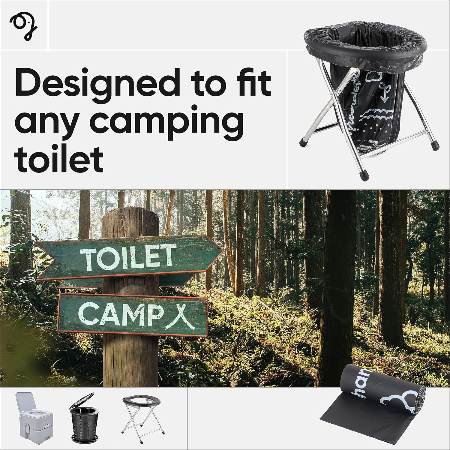Portable Waste Bags – Camping Potty Liners, Biodegradable Sanitary Bags for 5 Gallon Bucket, Outdoor Use, 15 Count, 8
