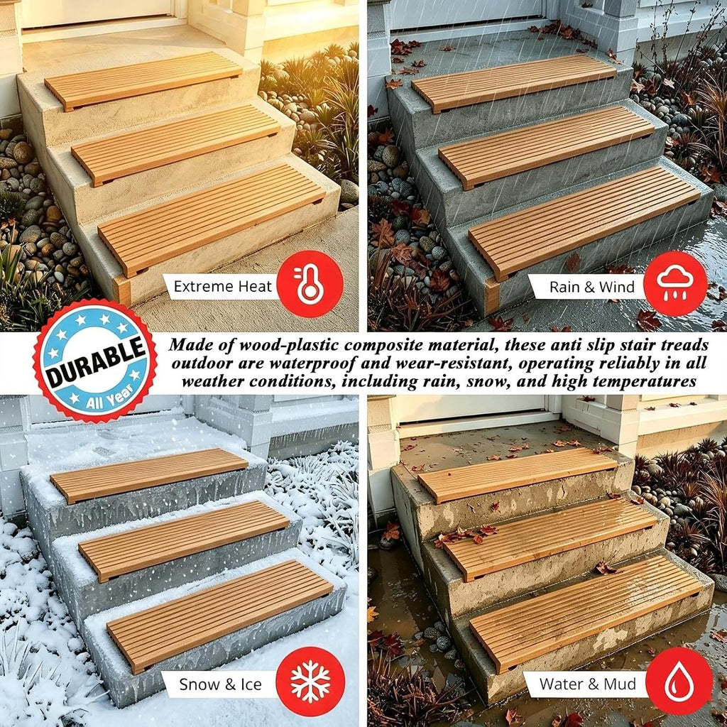 Wood Plastic Composite Outdoor Non Slip Stair Treads with Nose Profile